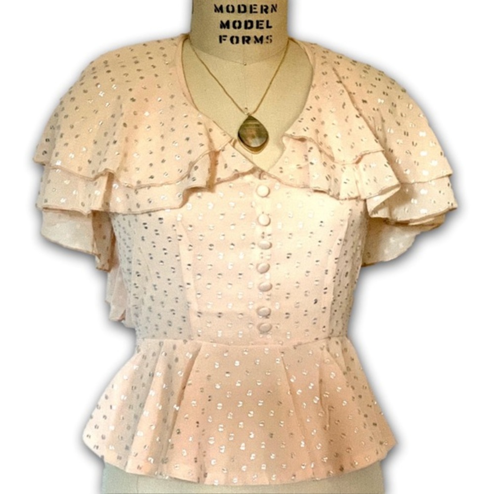 Peplum Hem Flutter Sleeved Blouse